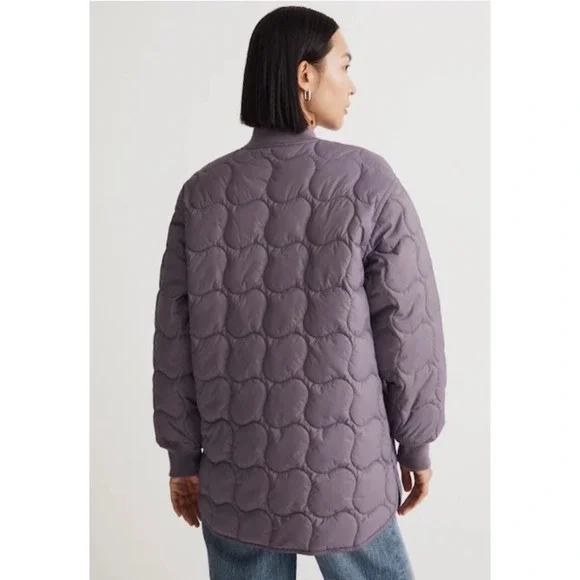 Madewell Quilted Oversized Bomber Jacket‎ Smokey Grape Size XXS purple - Picture 3 of 8